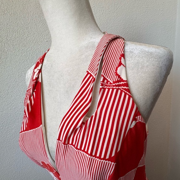 Antrhopologie Eva Franco Fit and Flare Dress Red White Floral Swing Elegant SZ 4 - Picture 7 of 15